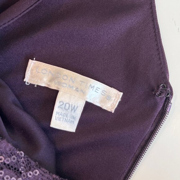 NWT London Times Women Size 20W Eggplant Violet Lace V-Neck Sheath Dress - Picture 9 of 11